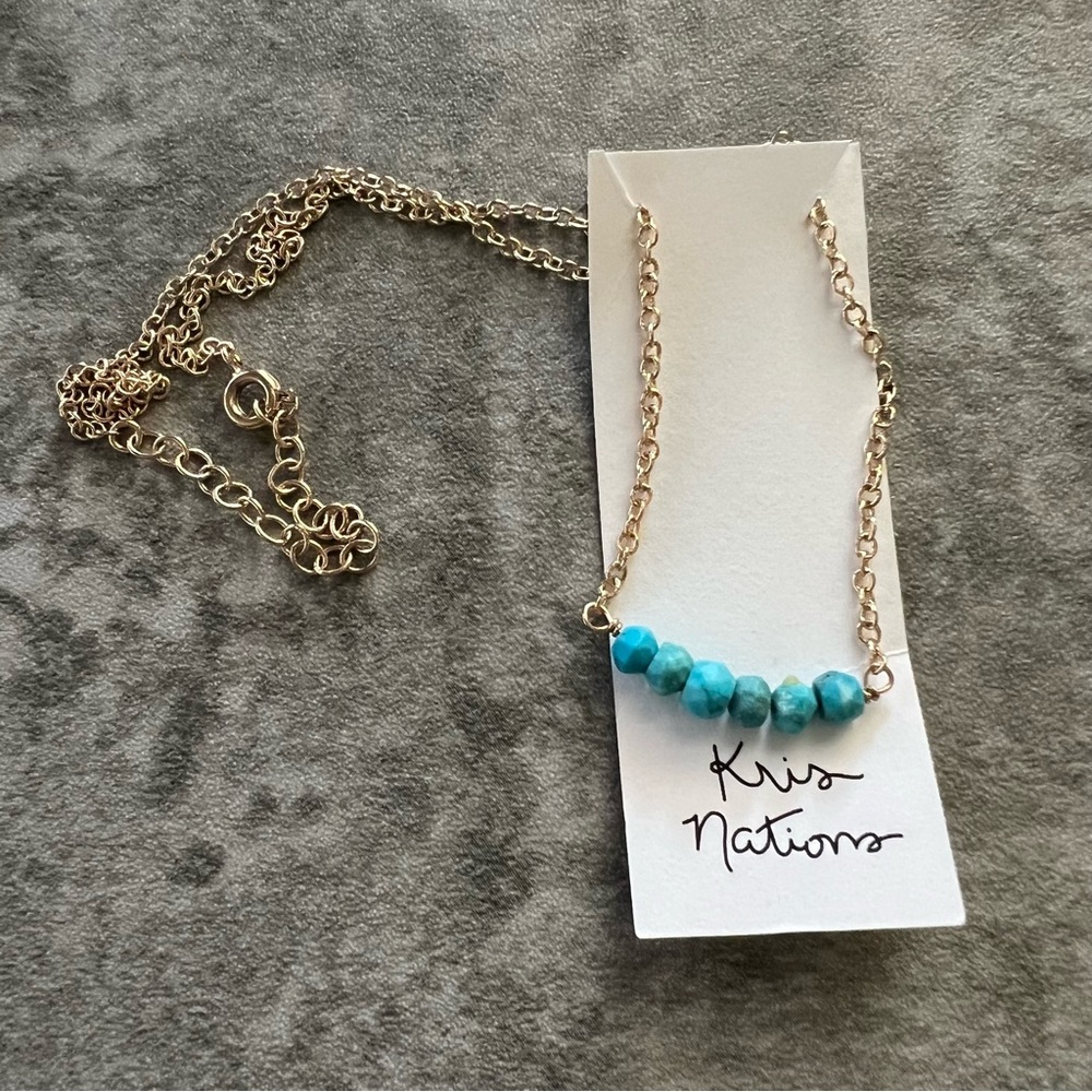 Turquoise and Gold Chain Necklace